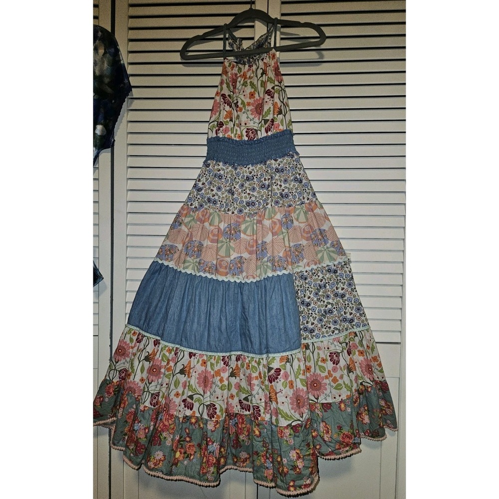 Matilda Jane Happy & Free Ocean Breeze Maxi Dress Girls 7 Boho Colorful Sundress